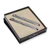 Sheaffer 100 Fountain Pen & Rollerball Pen Gift Set - Brushed Chrome